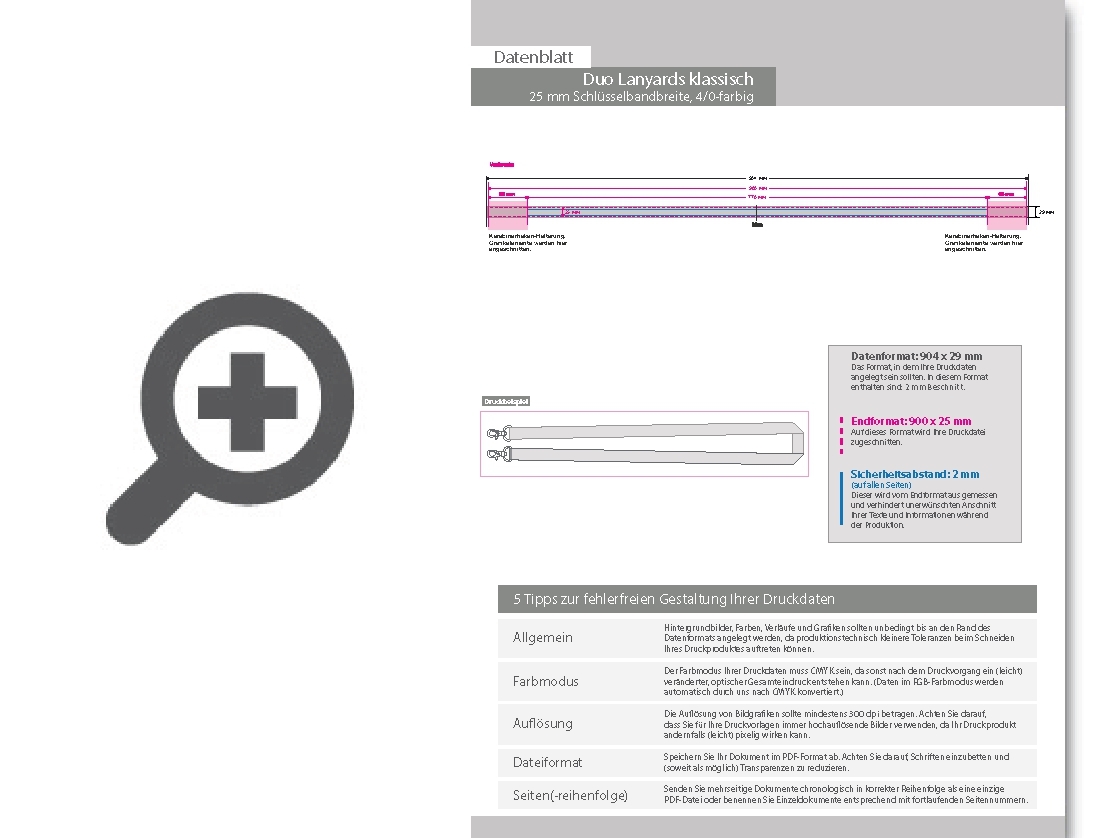 Product Bild duo-lanyards_klassisch__25_mm_schl__sselbandbreite__4_0-farbig_einseitig_bedruckt